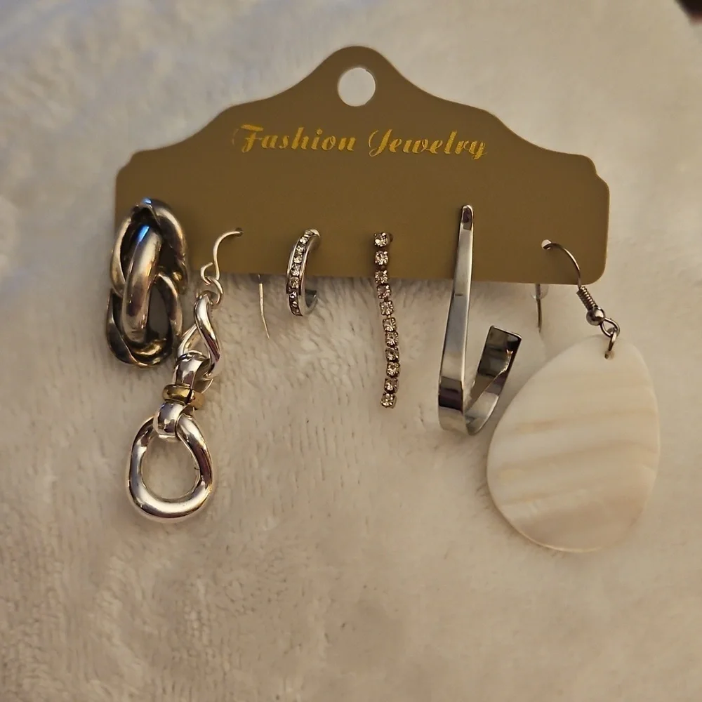 Vintage Six Single Mixed Metal Shell Earrings Set